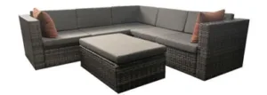 6 Piece Outdoor Patio Rattan Modular Sofa Set (Grey)